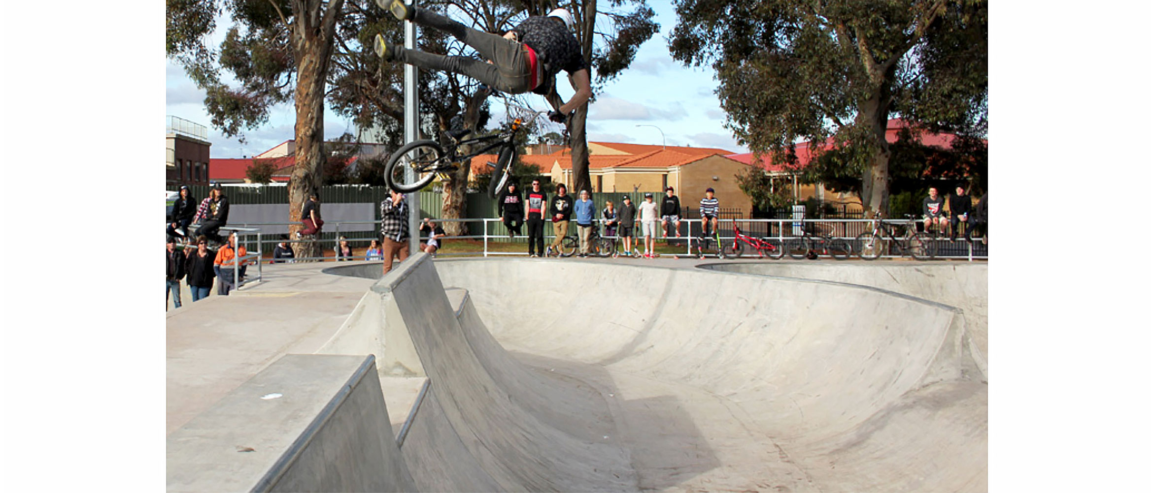 BMX tail whip at Kalgoorlie skate park Western Australia, Concrete Skateparks