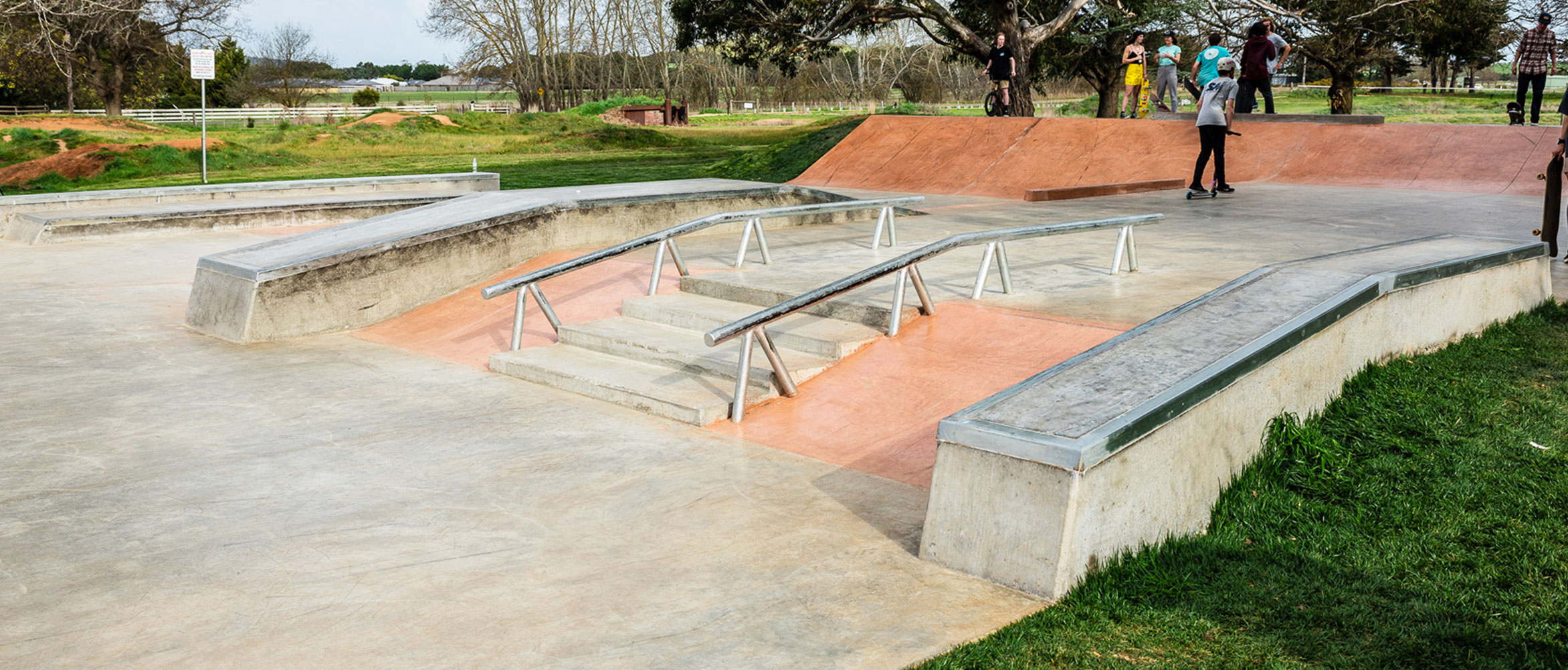 Lancefield skate park rails, hubbba and stairs