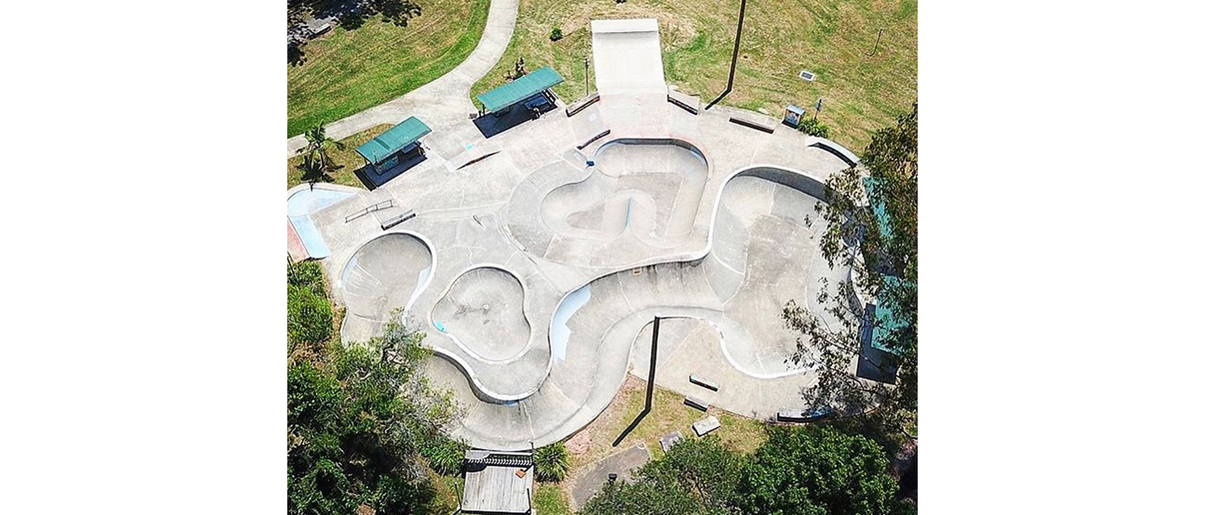 Nimbin skate park birds eye view, Concrete Skateparks design & construct