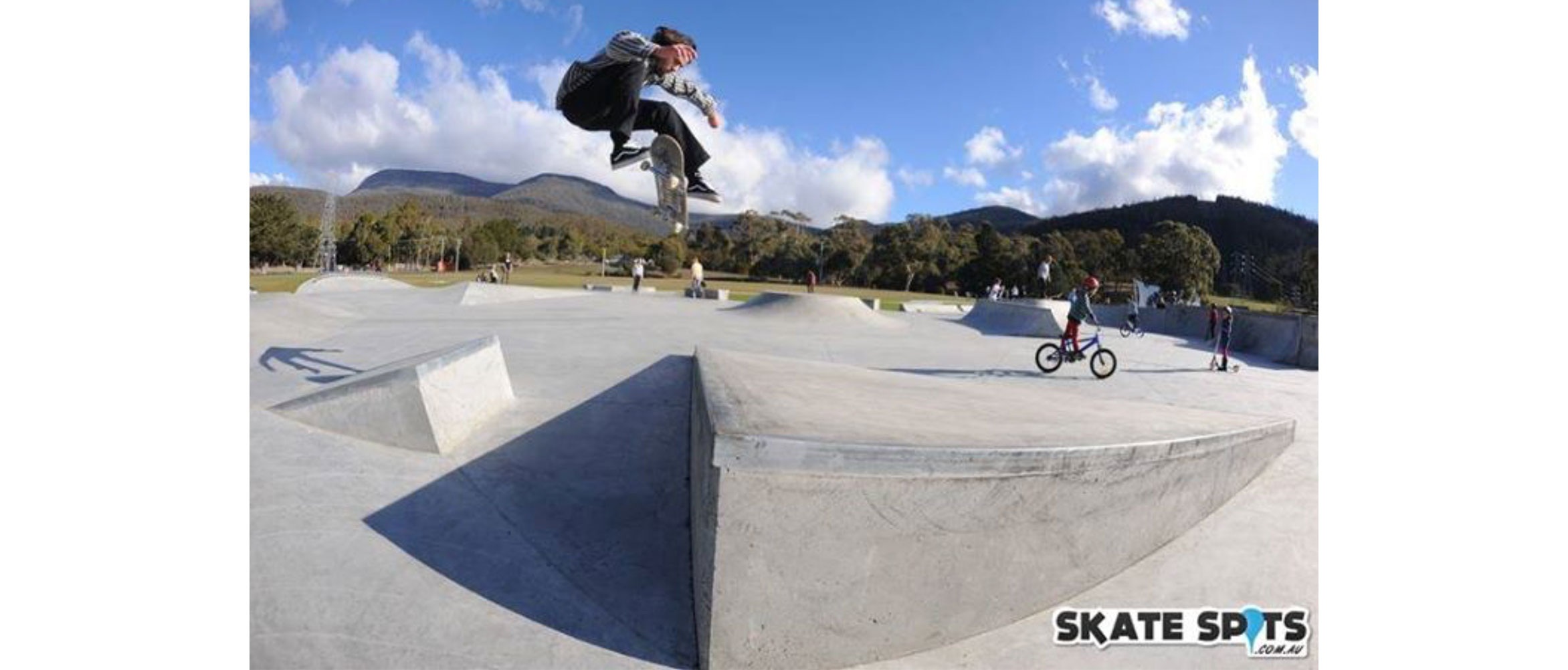 360 flip at Tolosa skate park Tasmania, Concrete Skateparks